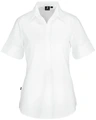 Jobeline Fiore Women's Short Sleeve Blouse, Cotton-Polyester Blend, Regular Fit with Concealed Button Placket and Extra-Long Back, White