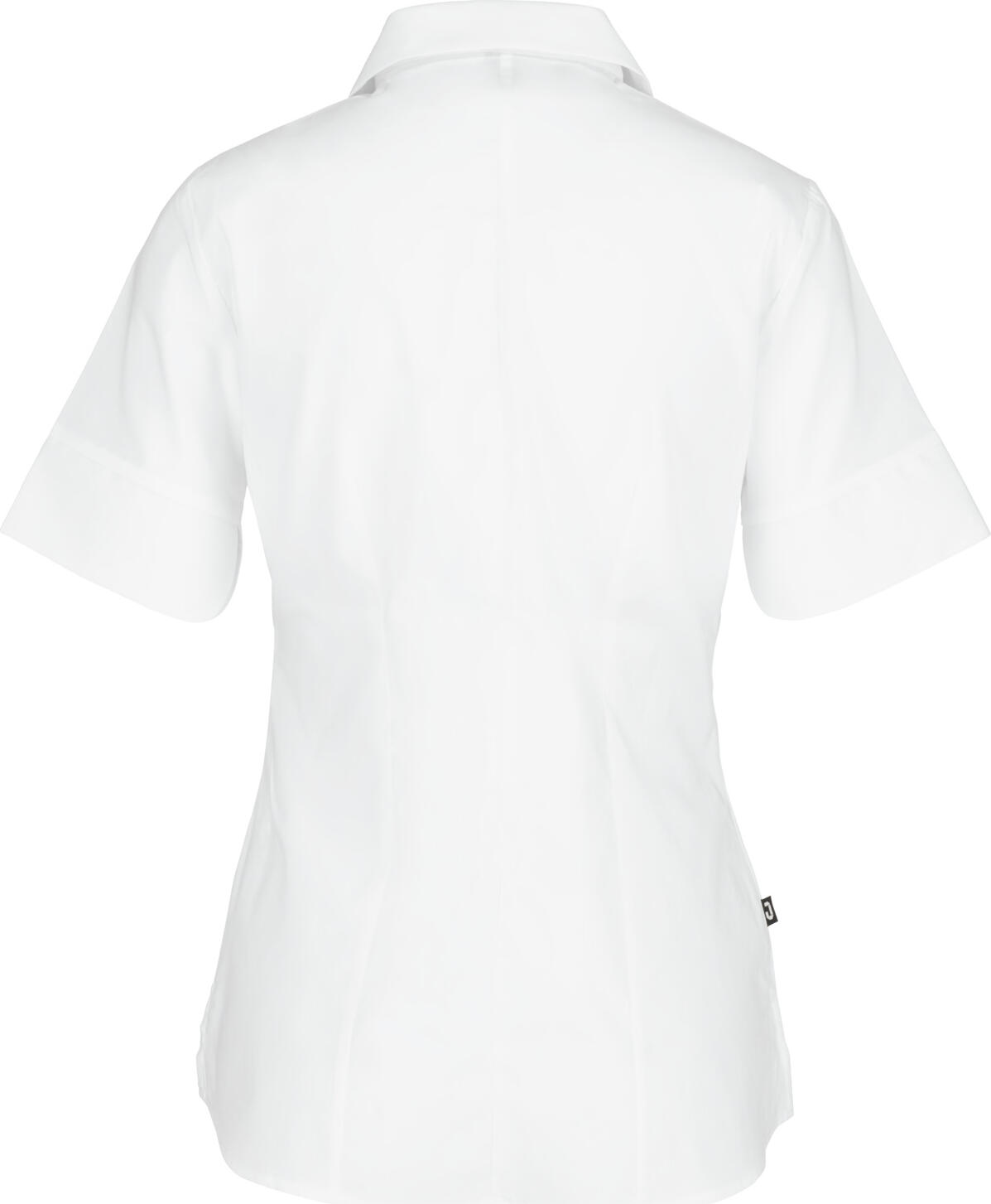 Jobeline Fiore Women's Short Sleeve Blouse, Cotton-Polyester Blend, Regular Fit with Concealed Button Placket and Extra-Long Back, White