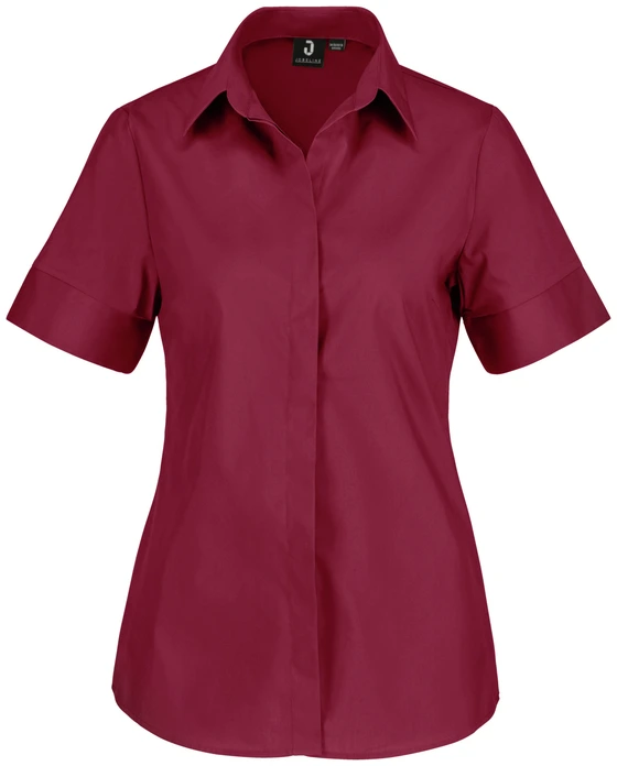 Jobeline Fiore Women's Short Sleeve Blouse, Cotton-Polyester Blend, Easy-Iron Regular Fit with Concealed Placket and Rounded Hem