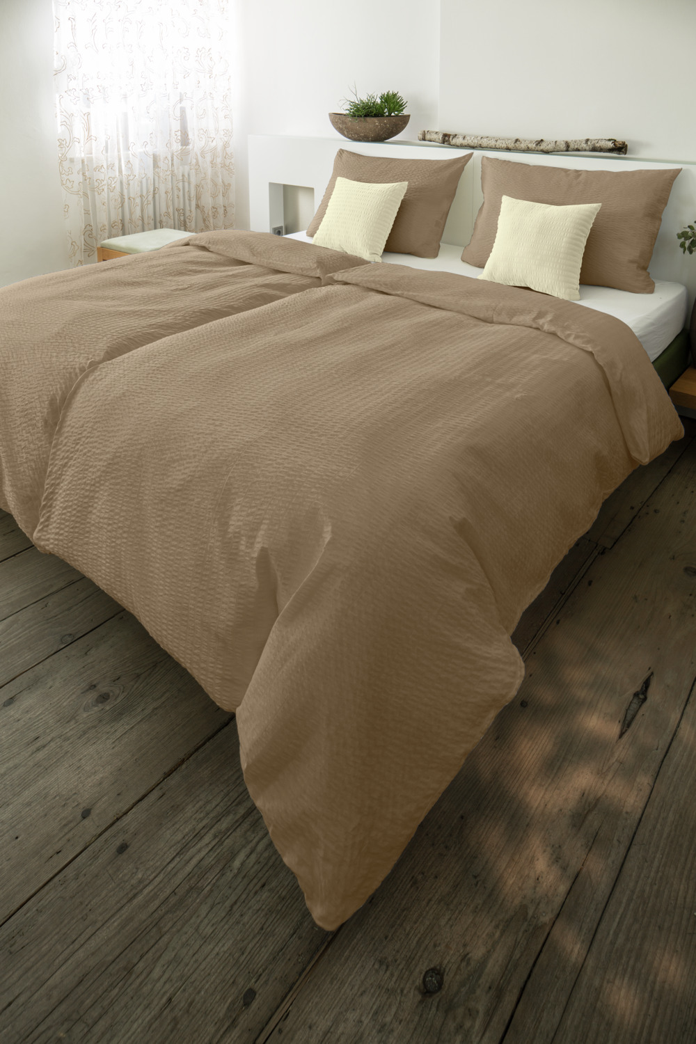 Erwin M. Mallorca Seersucker Bedding Fabric, 100% Cotton, 160 cm Width, 125 g/m², Easy-care Temperature-regulating Material, OEKO-TEX Standard 100
