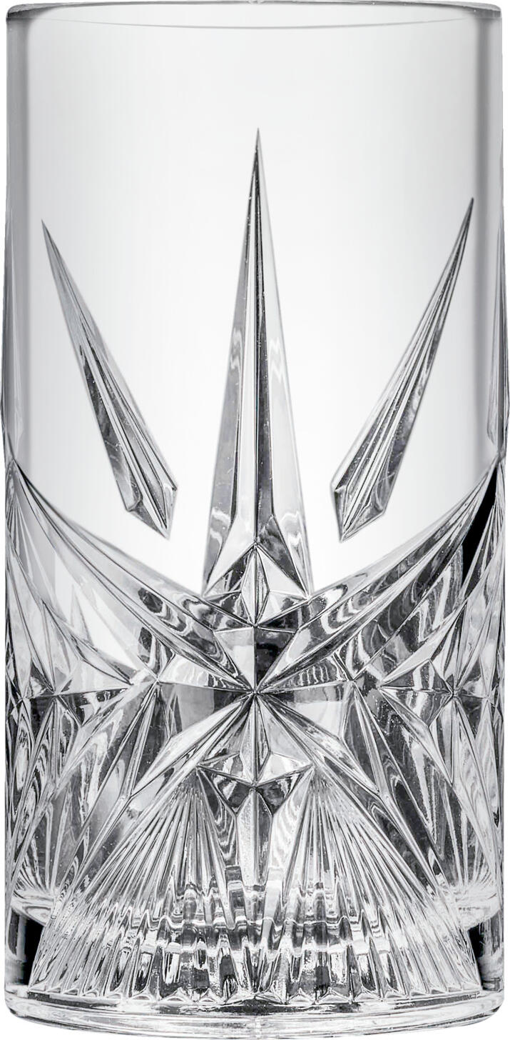 Pasabahçe Pasabahce Cam Sanayii ve Tic. A.S. Sisecam Genel Merkezio Long drink glass Cielo Longdrinkglas Cielo Long drink glass Cielo; 350 ml, 7x14.1 cm (ØxH); transparent; 4 piece / pack Longdrinkglas Cielo; 350 ml, 7x14.1 cm (ØxH); transparent; 4 Stück / Pack Long drink glass made of crystal glass with modern relief. Suitable for dishwasher. Longdrinkglas aus Kristallglas mit modernem Relief. Spülmaschinengeeignet.