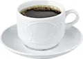 Pulsiva Sinfonie Coffee Saucers, White Porcelain, Round 14 cm Diameter, Elegant Relief Pattern, Dishwasher and Microwave Safe, Set of 6