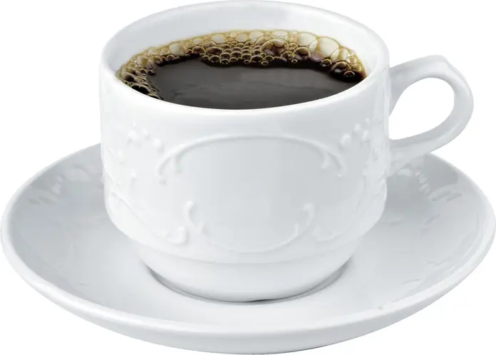 Pulsiva Sinfonie Coffee Saucers, White Porcelain, Round 14 cm Diameter, Elegant Relief Pattern, Dishwasher and Microwave Safe, Set of 6