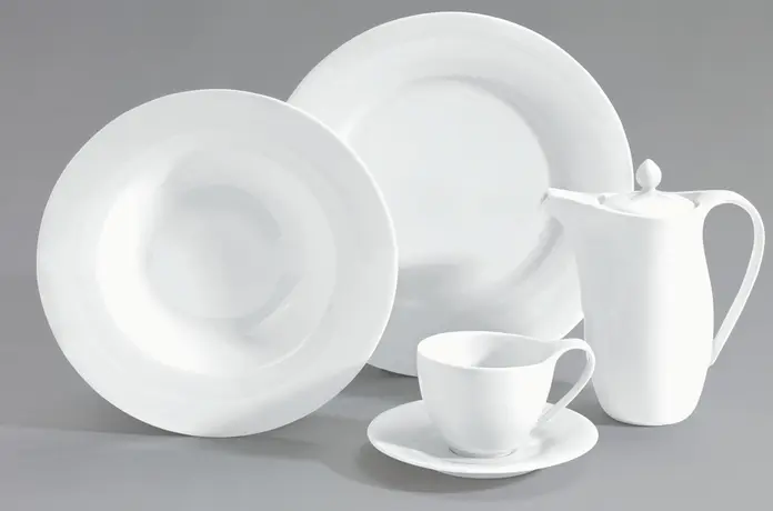 VEGA Pallais Espresso Cup Set of 6, 100ml White Porcelain, Stackable Round Coffee Cups, Dishwasher and Microwave Safe