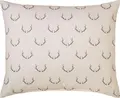Fața de pernă LUSINI Enns, 100% bumbac percale, 65 x 100 cm, Design cu antlers, Bej/Maro închis, Fermoar rezistent, 144 TC