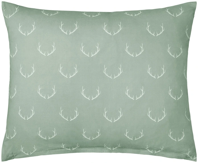 ERWIN M. LUSINI Enns Pillow Cover, 100% Cotton Percale, Printed Antler Design, 65x100 cm, Durable Zipper Closure