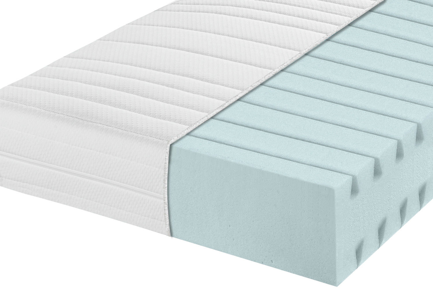 Saltea din spuma Comfort PULSIVA, Nucleu cu 7 zone de suport, Fermitate H3, 180 x 200 x 16 cm, Albă, Husă din poliester quiltabilă detașabilă