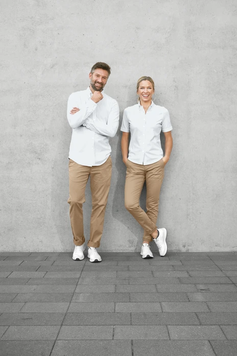 Pantaloni Chino Jobeline pentru Barbati, Croiala Stramta cu Picior Drept, 97% Bumbac 3% Spandex, cu Buzunar pentru Stilou si Elastic la Talie, Bej