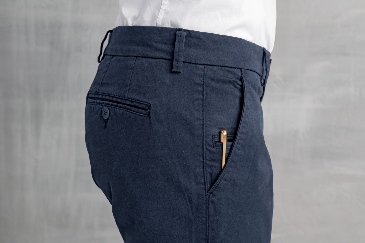 Pantaloni Chino Jobeline pentru Barbati, Croiala Stramta cu Picior Drept, 97% Bumbac 3% Spandex, cu Buzunar pentru Stilou si Elastic la Talie, Navy