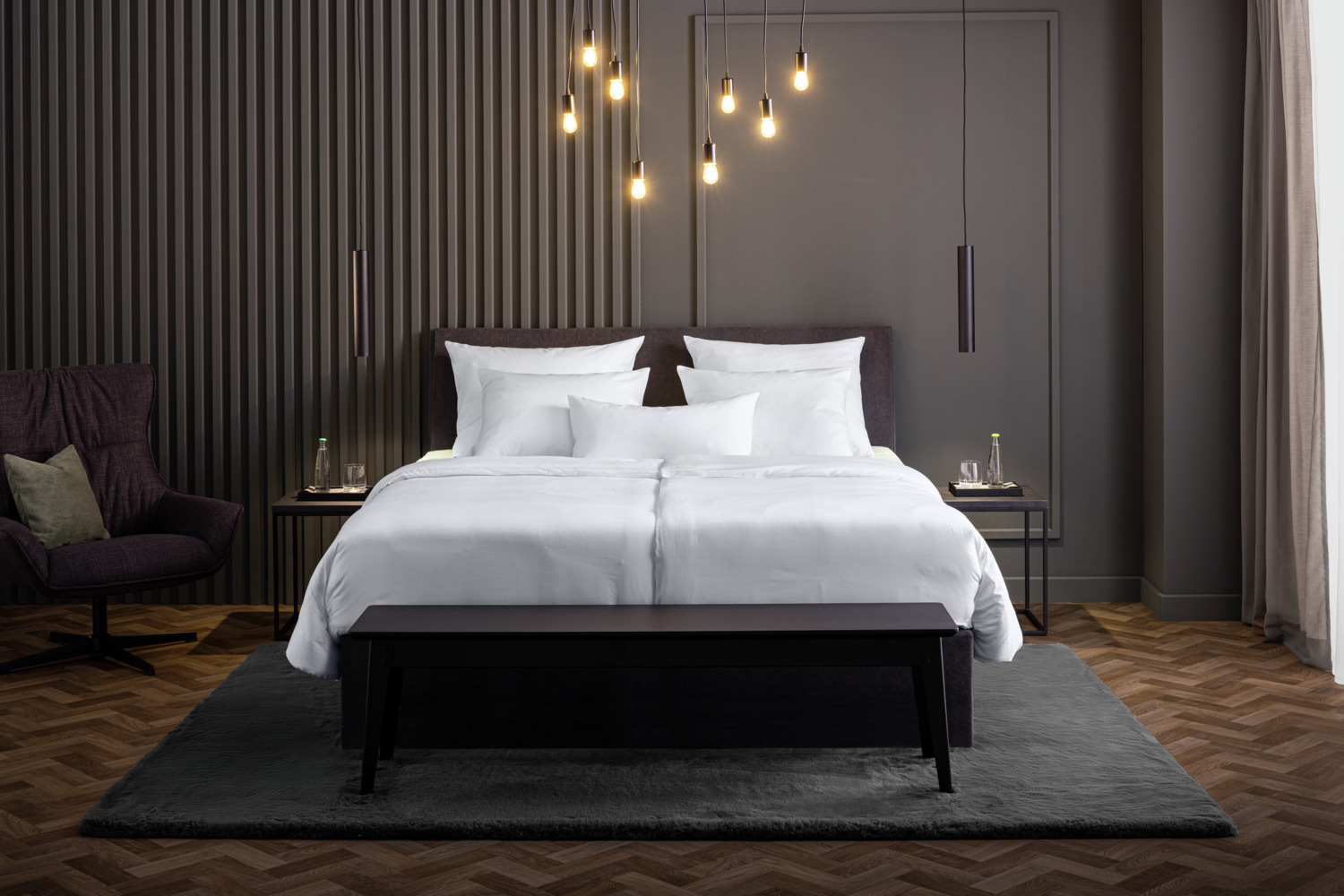 ERWIN M. LUSINI Livorno Bed Linen Set, 100% Cotton Damask, Geometric Woven Pattern, 350 TC, White, 135x200 cm Duvet Cover, 80x80 cm Pillowcase, Set of 2