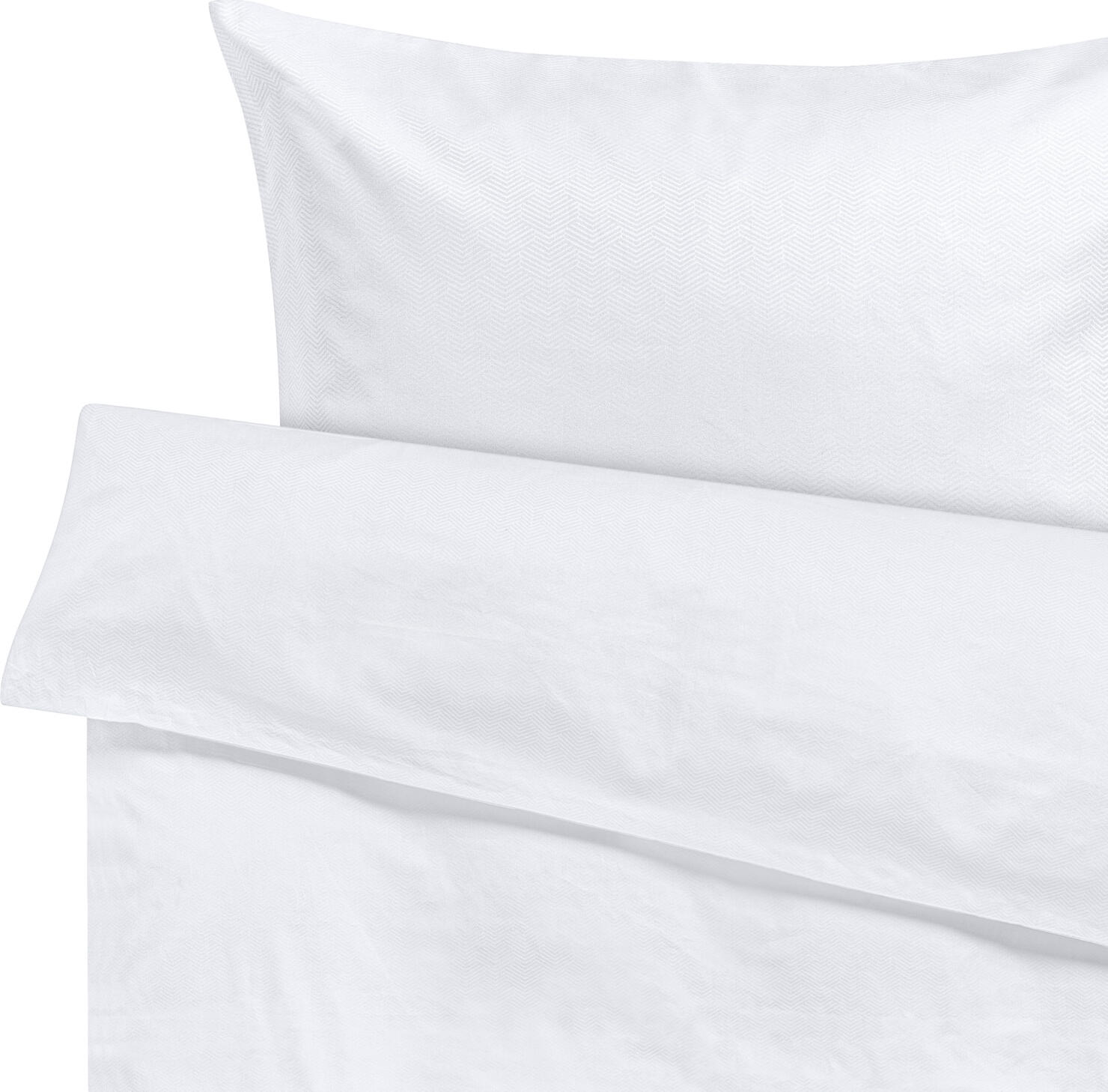 ERWIN M. LUSINI Solutions GmbH Bed linen set Livorno Bettwäsche-Set Livorno Bed linen set Livorno; 135x200 cm (WxL), 80x80 cm (LxW); white Bettwäsche-Set Livorno; 135x200 cm (BxL), 80x80 cm (LxB); weiß 100% cotton. Weight approx. 140 g/m². Modern bed linen with a geometric woven pattern in premium damask quality. The elegant sheen and attractive design underline the high quality of the bed linen. Hard-wearing, easy-care and first-class workmanship. With practical hotel closure. Thread count (TC) - thread density: 350 threads per inch. Weave type: Damask 100 % Baumwolle. Gewicht ca. 140 g/m². Moderne Bettwäsche mit geometrischem Webmuster in hochwertigster Damastqualität. Der edle Glanz unterstreicht die hochwertige Qualität der Bettwäsche. Strapazierfähig, pflegeleicht und erstklassig verarbeitet. Mit praktischem Hotelverschluss. Thread Count (TC) - Fadendichte: 350 Fäden je Inch Webart: Damast
