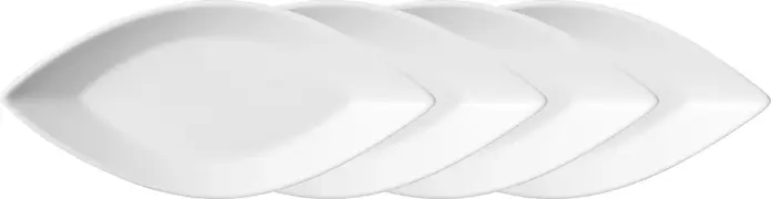Platou de servire VEGA Schiff forma de barca, Porțelan Alb, 30.5 x 16 x 4 cm, Compatibil cu Mașina de Spălat Vase și Cuptorul cu Microunde, Set de 4 piese