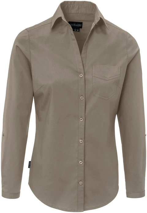 Jobeline Kim Women's Long Sleeve Blouse, 65% Cotton 35% Polyester, Easy-Care Easy-Iron Shirt with Breast Pocket and Button Placket