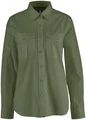 Jobeline Marlon Women's Long-Sleeved Blouse, Denim Look, 67% Cotton 33% Polyester, Regular Fit, Two Breast Pockets, Olive, Size 50