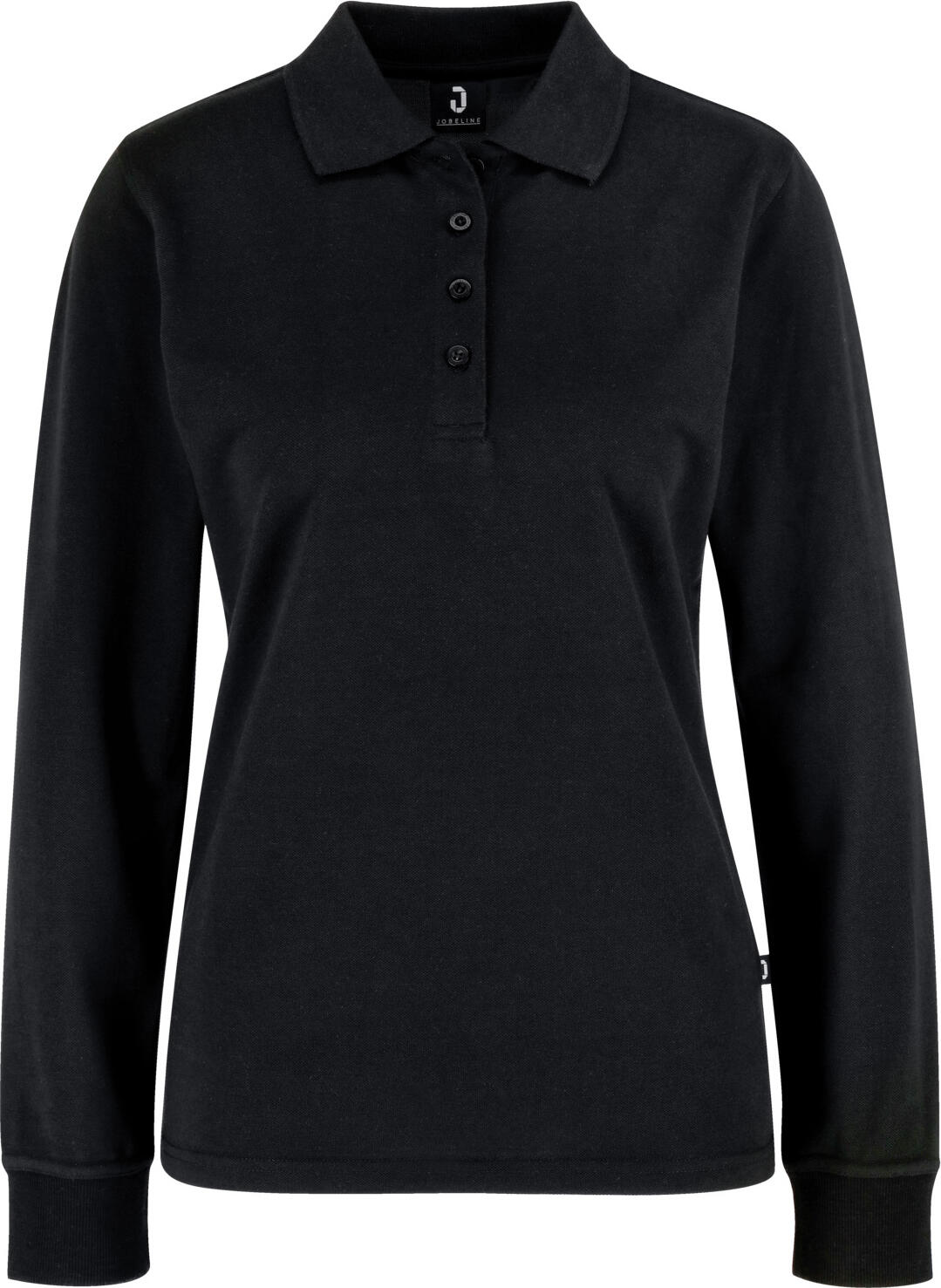 JOBELINE LUSINI Solutions GmbH Women's polo shirt Fly long sleeve Damen Poloshirt Fly Langarm Women's polo shirt Fly long sleeve; Size 3XL; black Damen Poloshirt Fly Langarm; Kleidergröße 3XL; schwarz 65 % polyester, 35 % cotton. 60°C gentle wash. Long-sleeved polo shirt for women in superwash quality made from a high-quality material mix with optimum comfort. The easy-care polo shirt has a polo collar with a three-button placket, long sleeves with ribbed cuffs and small side slits at the hem. Straight cut with a comfortable fit. Back length: 64 cm for size S. 65 % Polyester, 35 % Baumwolle. 60°-Schonwäsche. Langärmliges Polo-Shirt für Damen in Superwash-Qualität aus einem hochwertigen Materialmix mit optimalem Tragekomfort. Das pflegeleichte Poloshirt verfügt über einen Polokragen mit Dreiknopfleiste, lange Ärmel mit gerippten Ärmelbündchen und kleine Seitenschlitze am Saum. Gerade geschnitten mit bequemer Passform. Rückenlänge: 64 cm in Gr. S