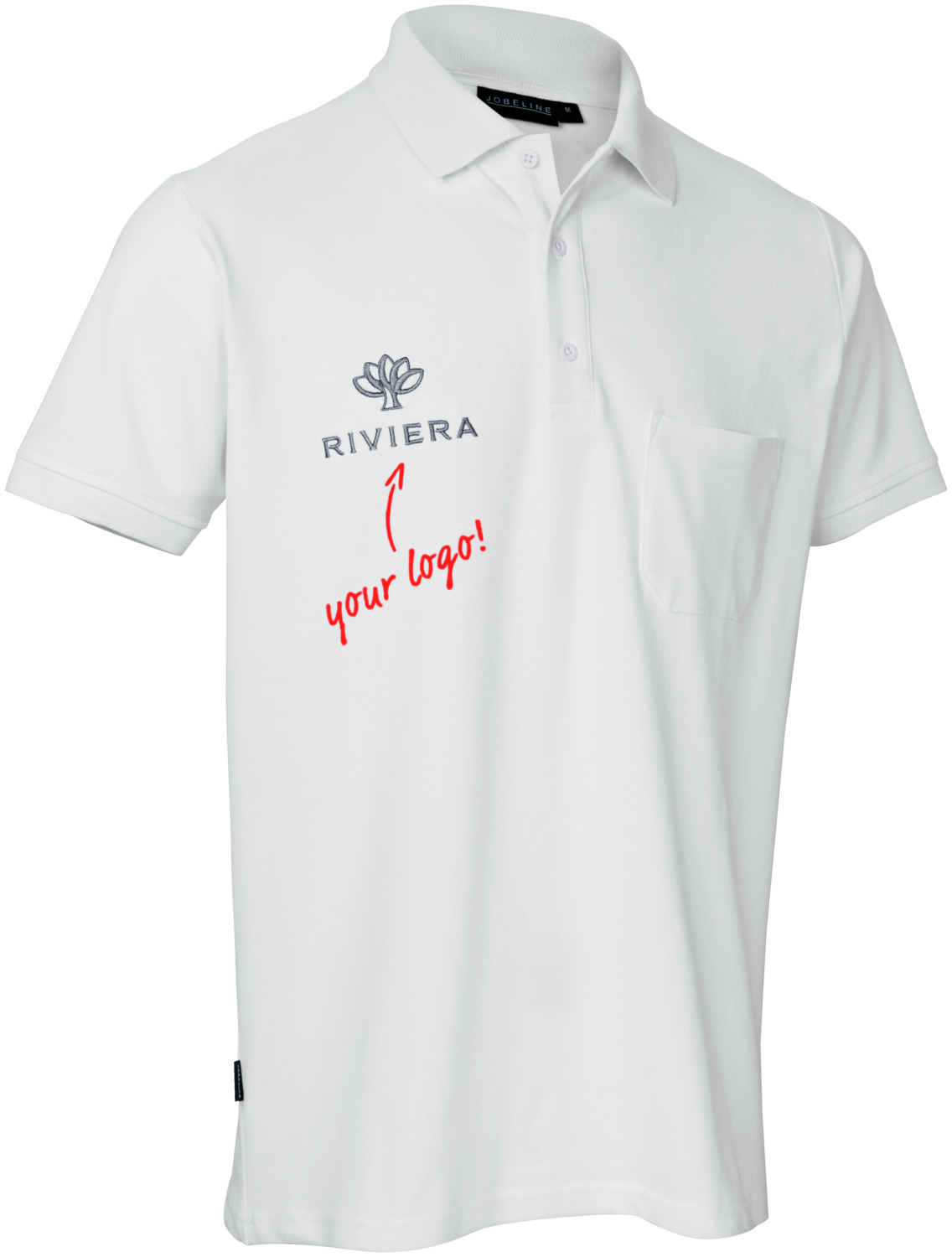 Jobeline Cato Men's Short Sleeve Piqué Polo Shirt, 95% Cotton 5% Elastane, Easy-care Crease-resistant Fabric, Breast Pocket, OEKO-TEX Standard 100