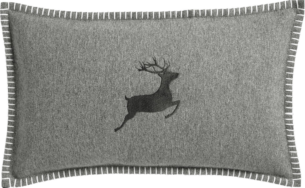 ERWIN M. LUSINI Solutions GmbH Cushion cover Cornus Kissenhülle Cornus Cushion cover Cornus; 30x50 cm (WxL); grey; rectangular Kissenhülle Cornus; 30x50 cm (BxL); grau; rechteckig 100% polyester. Weight approx. 360 g/m². Modern decorative cushion cover with a felt-like finish and an embroidered stag motif. Contrasting chain stitch. Zip fastening for quick and easy fitting. Supplied without filling. 100 % Polyester. Gewicht ca. 360 g/m². Moderne Dekokissenhülle in Filzoptik mit eingesticktem Hirschmotiv. Farblich abgesetzte Kettelnaht. Reißverschluss für schnelles beziehen. Lieferung ohne Füllung.