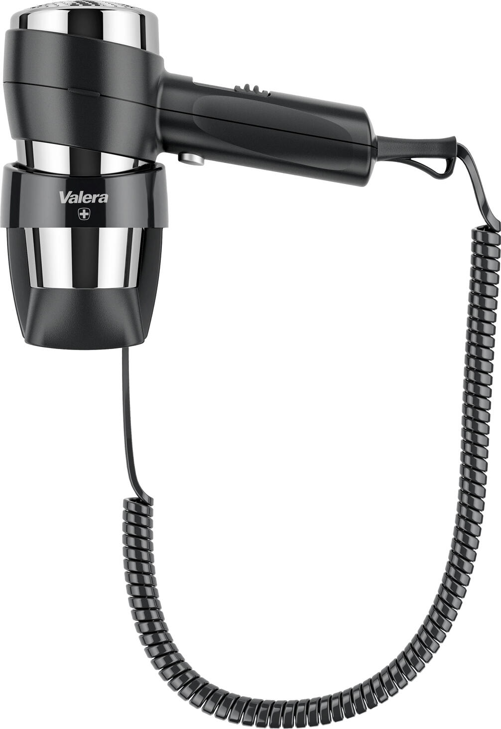 Valera Ligo Electric SA Hair dryer Action Super Plus 1600 Haartrockner Action Super Plus 1600 Hair dryer Action Super Plus 1600; 11.5x18.5x25 cm (WxHxD); black/silver Haartrockner Action Super Plus 1600; 11.5x18.5x25 cm (BxHxT); schwarz/silber Compact hairdryer for wall mounting with sliding button for two fan and three temperature settings. Cooling stage Cool, on/off pressure switch, ondulating nozzle, wall bracket, on/off safety switch, power 1600 watts. Kompakter Haartrockner zur Wandmontage mit Schiebetaste für zwei Gebläse- und drei Temperaturstufen. Abkühlstufe Cool, Ein/Aus Druckschalter, Ondulierdüse, Wandhalter, Ein/Aus Sicherheitsschalter, Leistung 1600 Watt.