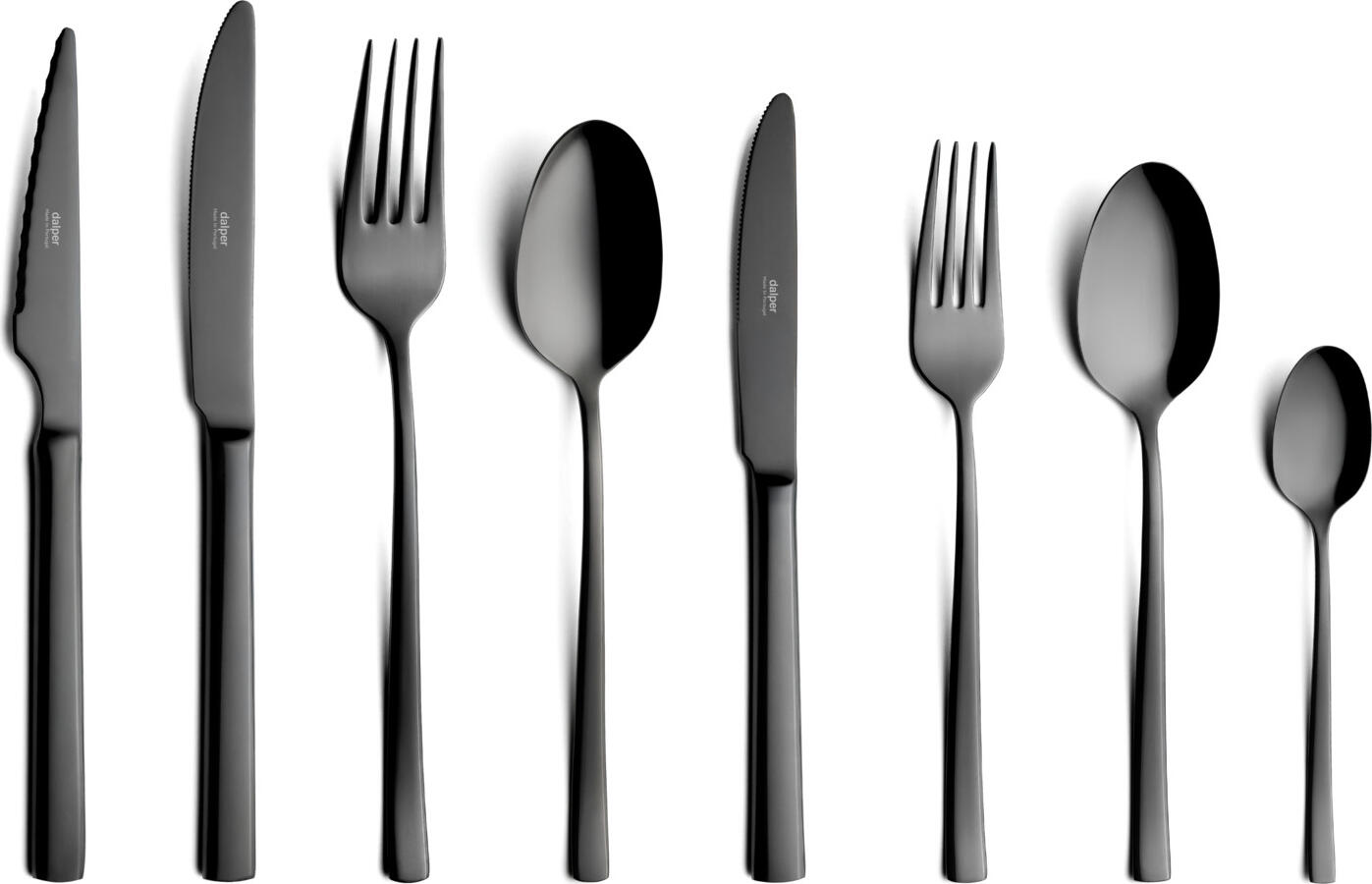 Dalper Oneda Dessert Spoon Set of 12, 18/10 Stainless Steel, PVD Coated, Black, 18.7 cm, 3 mm Thickness, Dishwasher Safe