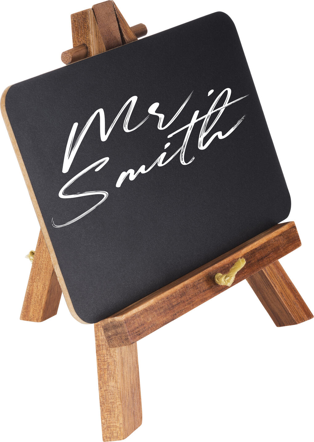 Set de 2 piese APS Mini Easel, lemn de acacia, cu tabla de scris, 13.5 x 10 x 19 cm, maro si negru, pentru etichetare mese si bufet