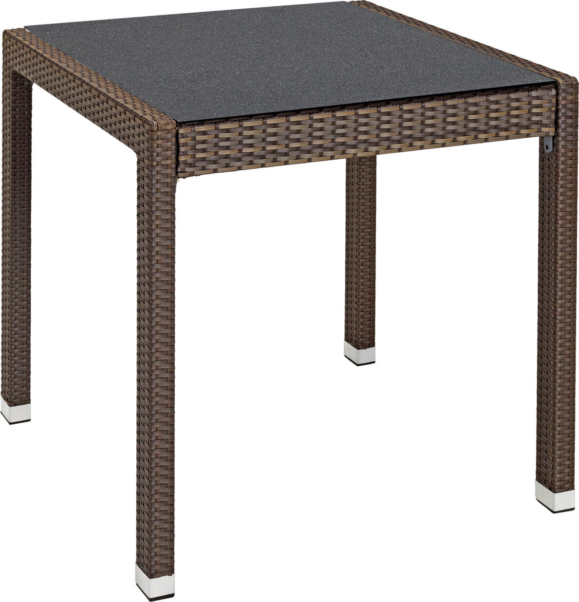 VEGA Metropolitan Outdoor Table Frame, Brown, Aluminum and PE Rattan, UV Resistant, Weatherproof, with Adjustable Glides, 80x80x75cm