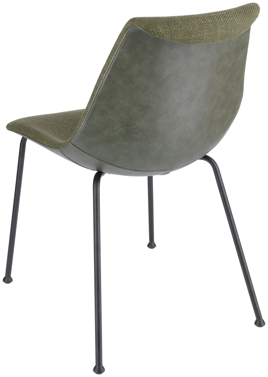 Set de 2 scaune moderne VEGA Velaro, material textil și piele ecologică, Olive, picioare din metal vopsit în praf negru, 49x62x81 cm, spătar ergonomic