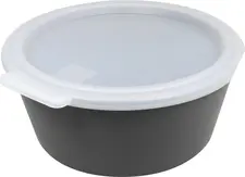 koziol koziol »ideas for friends GmbH Reusable container Move Mehrweg-Behälter Move Reusable container Move; 1300 ml, 19.7x8 cm (ØxH); grey; round; 10 piece / pack Mehrweg-Behälter Move; 1300 ml, 19.7x8 cm (ØxH); grau; rund; 10 Stück / Pack Reusable container with lid made of bio-based plastic and wood fibers. The lid has an integrated slot for labels and seals to prevent leaks. Provides reliable temperature resistance between -20 °C and +100 °C. Stackable in compact form, recyclable, suitable for industrial dishwasher, microwaveable (simply turn lid), BPA-free, melamine-free. Wiederverwendbarer Behälter mit Deckel besteht aus biozirkulären Kunststoff und Holzfasern. Der Deckel hat einen integrierten Schlitz für Etiketten und verschließt auslaufsicher. Die Temperaturbeständigkeit ist zwischen -20 °C und +100 °C zuverlässig gewährleistet. Kompakt stapelbar, recyclebar, Industriespülmaschinengeeignet, mikrowellengeeignet (Deckel einfach umdrehen), BPA frei, melaminfrei.