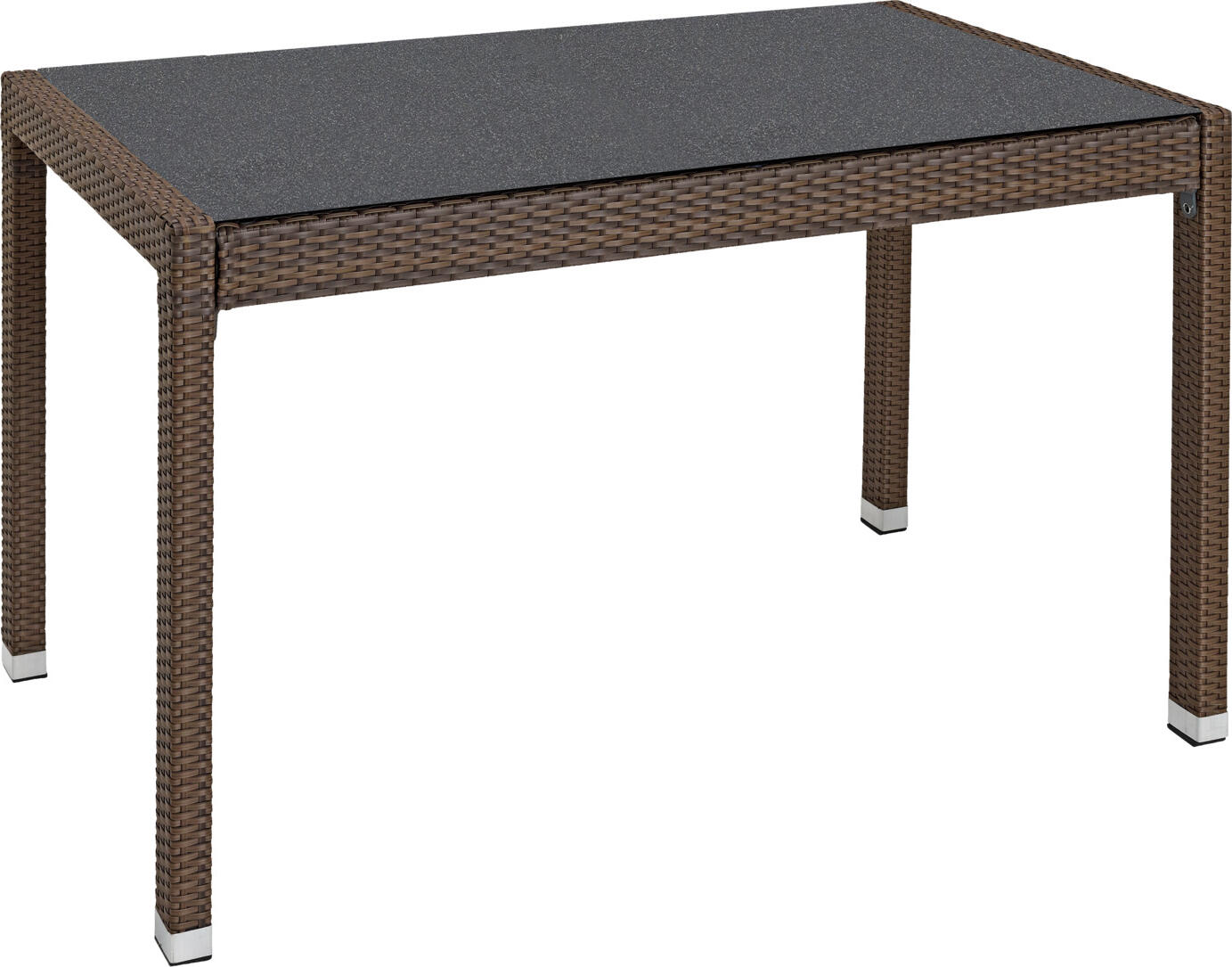 VEGA Metropolitan Outdoor Table Frame, Brown, Aluminum and PE Rattan, UV Resistant, Weatherproof, with Adjustable Glides, 80x80x75cm or 130x80x75cm