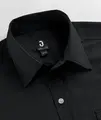 Jobeline Marlon Men's Long-Sleeved Denim Look Shirt, Regular Fit, Cotton-Polyester Blend, Two Breast Pockets, Easy-Iron, Black