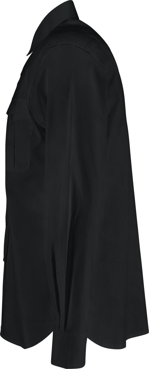 Jobeline Marlon Men's Long-Sleeved Denim Look Shirt, Regular Fit, Cotton-Polyester Blend, Two Breast Pockets, Easy-Iron, Black
