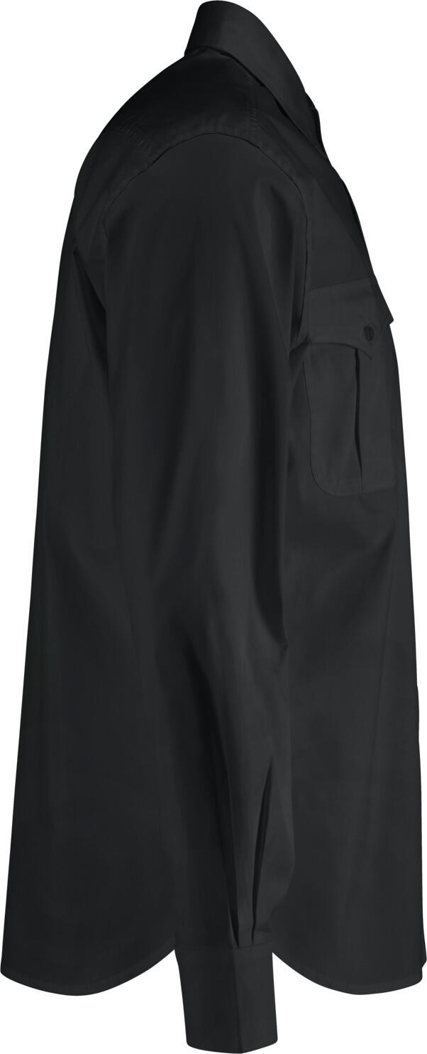 Jobeline Marlon Men's Long-Sleeved Denim Look Shirt, Regular Fit, Cotton-Polyester Blend, Two Breast Pockets, Easy-Iron, Black