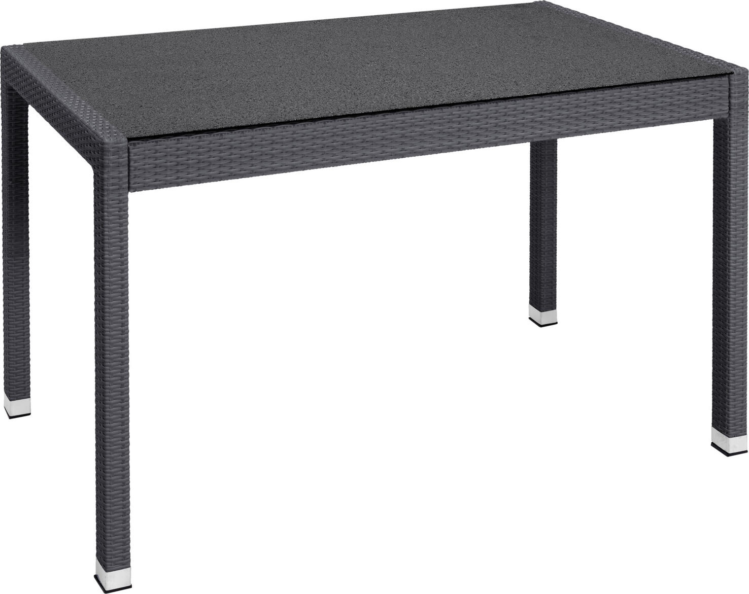 VEGA Metropolitan Outdoor Table Frame, Black, Aluminum and PE Rattan, UV Resistant, Weatherproof, with Adjustable Glides, 130x80x75cm