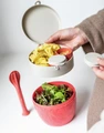 Набор из 4 предметов Koziol Bentobox L, биоциркулярный пластик и древесное волокно, герметичный, для микроволновки и посудомоечной машины, красный коралл