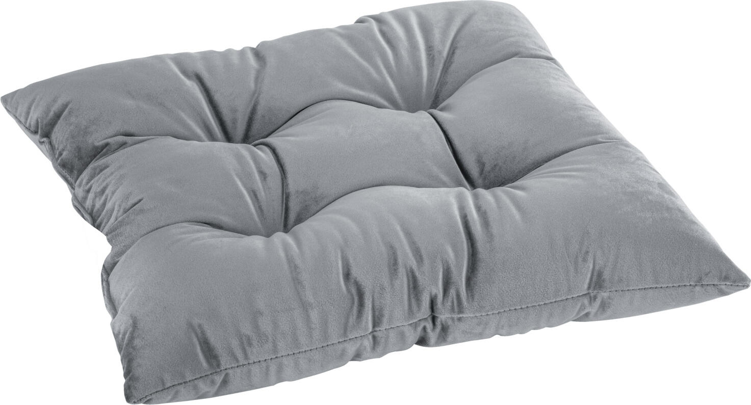 ERWIN M. LUSINI Solutions GmbH Seat cushion Samara Sitzkissen Samara Seat cushion Samara; 40x40 cm (WxL); dark-grey; plain, square Sitzkissen Samara; 40x40 cm (BxL); dunkelgrau; einfarbig, quadratisch 100% polyester. Weight approx. 290 g/m². Attractive seat cushions with velvet on front and back. Depending on the incidence of light and direction of stroking color lighter or stronger. Filled with foam. 100 % Polyester. Gewicht ca. 290 g/m². Attraktive Sitzkissen mit Samt auf Vorder- und Rückseite. Je nach Lichteinfall und Streichrichtung farblich heller oder kräftiger. Mit Schaumstoff gefüllt.