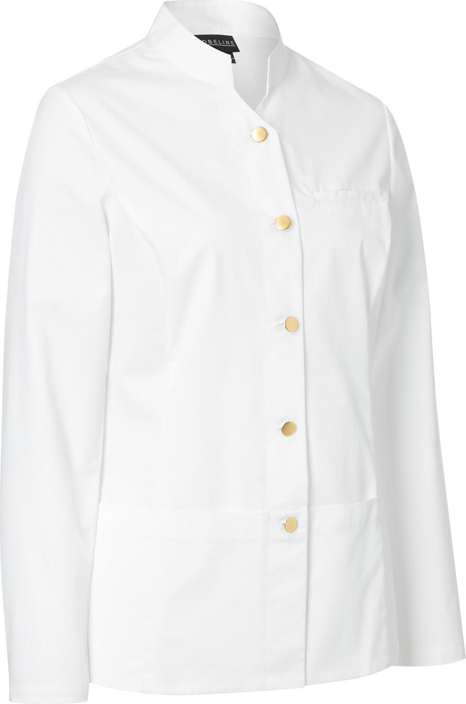 Jobeline May Service Jacket for Women, Size 48, Color White, Stand-up Collar, Breathable WERIN TEC light Fabric, Cotton Blend, Professional Workwear
