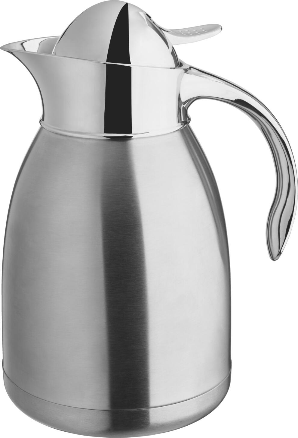 VEGA LUSINI Solutions GmbH Thermos flask Gerro Isolierkanne Gerro Thermos flask Gerro; 1.5 l, 13.6x23.5 cm (ØxH); silver; conical Isolierkanne Gerro; 1.5 l, 13.6x23.5 cm (ØxH); silber; kegelförmig Vacuum jug in classic design made of 18/10 stainless steel. With double-walled stainless steel insert. Easy to clean. Durable. Robust. Not dishwasher safe. Isolierkanne in klassischem Design aus Edelstahl 18/10. Mit doppelwandigem Edelstahleinsatz. Pflegeleicht. Langlebig. Robust. Nicht spülmaschinenfest.