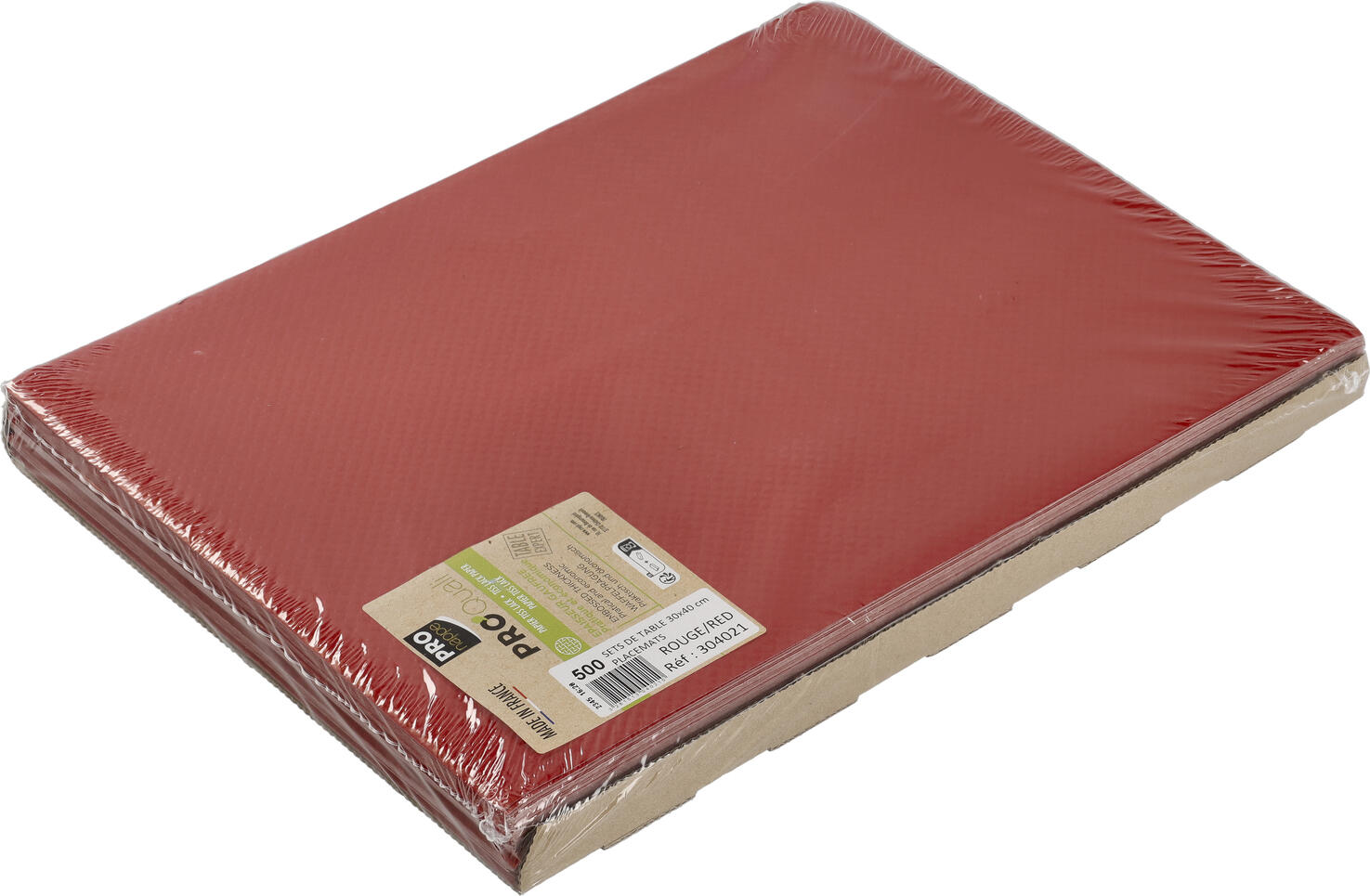 PROnappe Paper placemat Selection Papiertischset Selection Paper placemat Selection; 30x40 cm (WxL); red; rectangular; 500 piece / pack Papiertischset Selection; 30x40 cm (BxL); rot; rechteckig; 500 Stück / Pack Square paper placemat in lacquer look made of paper (60 g/m²). Surface with honeycomb structure and satin effect. Attractive, linear design. Can be combined in many ways. Water repellent. UV-resistant. Robust and high quality. Quadratische Papiertischdecke in Lack- Optik aus Papier (60 g/m²). Oberfläche mit Wabenstruktur und Satineffekt. Ansprechendes, geradliniges Design. Vielseitig kombinierbar. Wasserabweisend. UV-beständig. Robust und hochwertig.