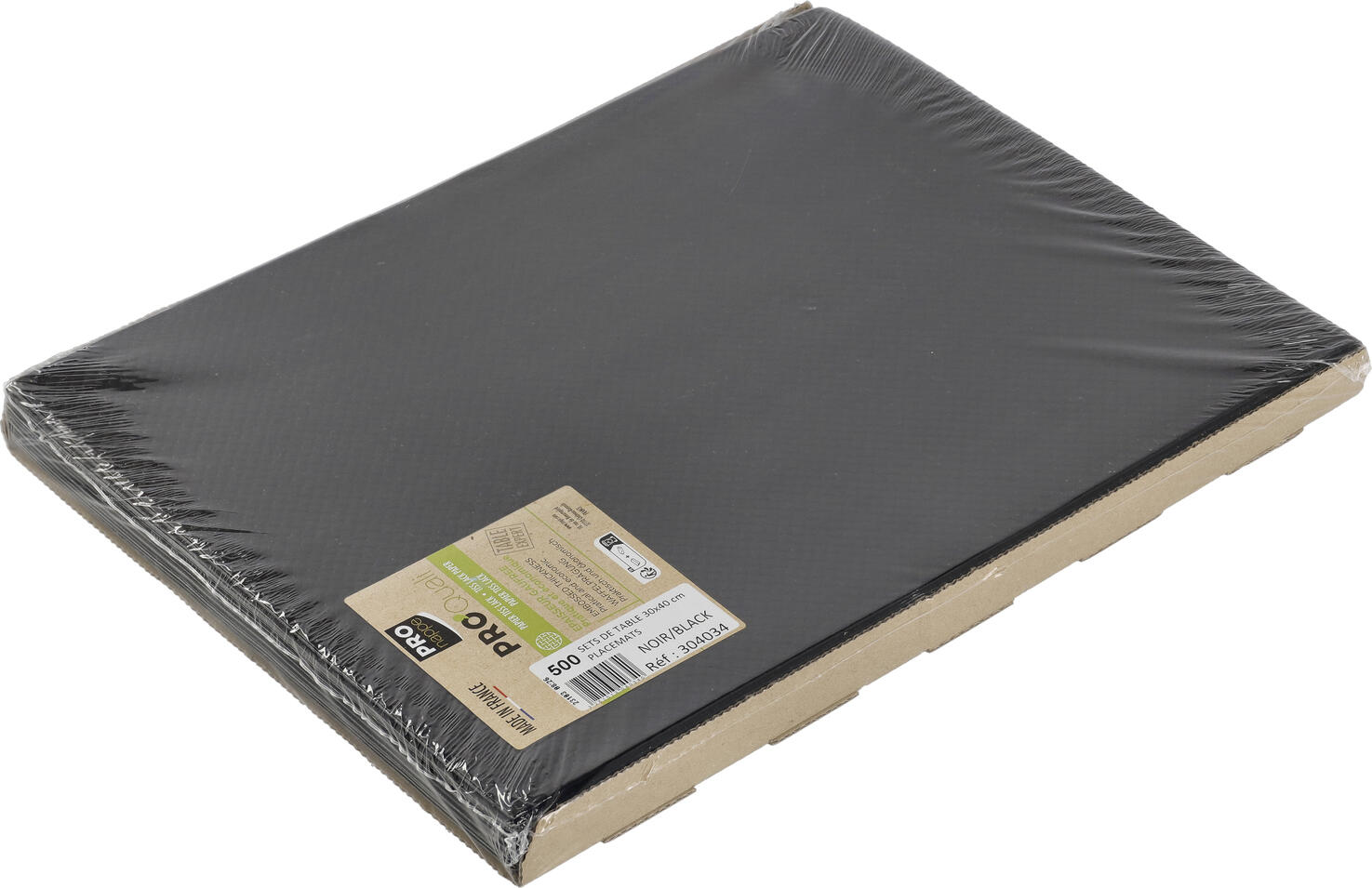 PROnappe Paper placemat Selection Papiertischset Selection Paper placemat Selection; 30x40 cm (WxL); black; rectangular; 500 piece / pack Papiertischset Selection; 30x40 cm (BxL); schwarz; rechteckig; 500 Stück / Pack Square paper placemat in lacquer look made of paper (60 g/m²). Surface with honeycomb structure and satin effect. Attractive, linear design. Can be combined in many ways. Water repellent. UV-resistant. Robust and high quality. Quadratische Papiertischdecke in Lack- Optik aus Papier (60 g/m²). Oberfläche mit Wabenstruktur und Satineffekt. Ansprechendes, geradliniges Design. Vielseitig kombinierbar. Wasserabweisend. UV-beständig. Robust und hochwertig.