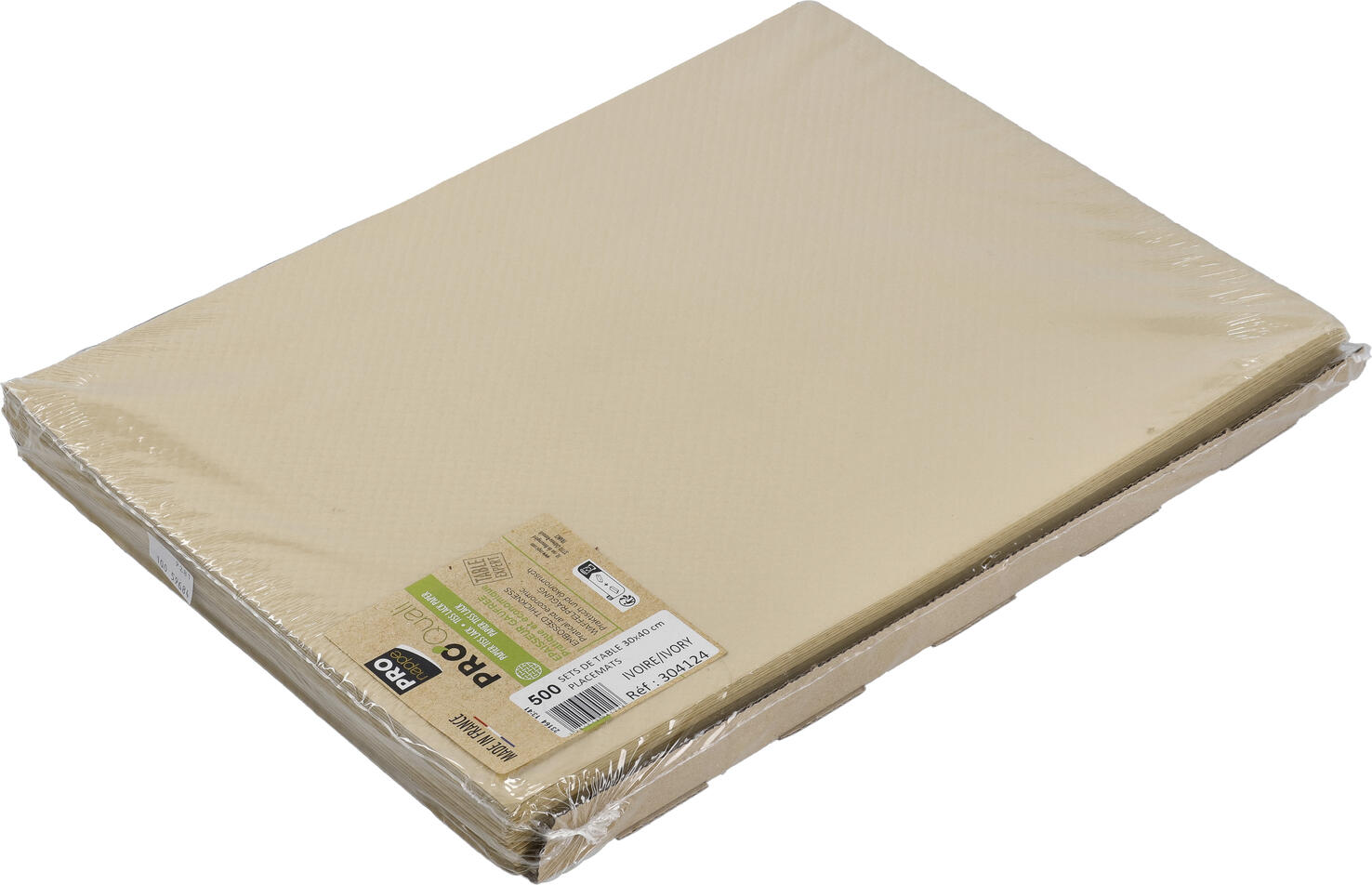PROnappe Paper placemat Selection Papiertischset Selection Paper placemat Selection; 30x40 cm (WxL); beige; rectangular; 500 piece / pack Papiertischset Selection; 30x40 cm (BxL); beige; rechteckig; 500 Stück / Pack Square paper placemat in lacquer look made of paper (60 g/m²). Surface with honeycomb structure and satin effect. Attractive, linear design. Can be combined in many ways. Water repellent. UV-resistant. Robust and high quality. Quadratische Papiertischdecke in Lack- Optik aus Papier (60 g/m²). Oberfläche mit Wabenstruktur und Satineffekt. Ansprechendes, geradliniges Design. Vielseitig kombinierbar. Wasserabweisend. UV-beständig. Robust und hochwertig.