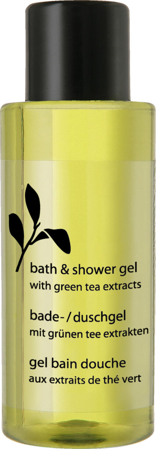 V-Touch LUSINI Solutions GmbH Hotel bath & shower gel Green Tea neo Hotel Bade- und Duschgel Green Tea neo Hotel bath & shower gel Green Tea neo; 45 ml; green; 216 piece / pack Hotel Bade- und Duschgel Green Tea neo; 45 ml; grün; 216 Stück / Pack The gentle bath and shower gel Green Tea ensures clean, silky-soft and refreshed skin. Green tea invigorates the mind and soothes the skin — this is the core concept of the hotel cosmetics series Green Tea. The shower gel is enriched with high-quality green tea extract and provides all-round, relaxing care. The mildly foaming bath and shower gel also features fragrances of green tea, lemon, mint, bergamot and white musk. Dermatologically tested and pH-neutral. Bottle is made from 100% recycled material with screw cap. Order the matching Green Tea body lotion at the same time. Das sanfte Bade- und Duschgel Green Tea sorgt für reine, seidenweiche und erfrischte Haut. Grüner Tee soll den Geist beleben und die Haut beruhigen – darauf setzt die Hotelkosmetikserie Green Tea. Das Duschgel ist mit hochwertigem Grüntee-Extrakt angereichert und sorgt für rundum entspannende Pflege. Das mild schäumende Bade- und Duschgel duftet zudem nach grünem Tee, Zitrone, Minze, Bergamotte und weißem Moschus. Dermatologisch getestet und pH-neutral. Fläschchen ist aus 100 % recyceltem Material mit Schraubverschluss. Passende Körperlotion Green Tea gleich mitbestellen.