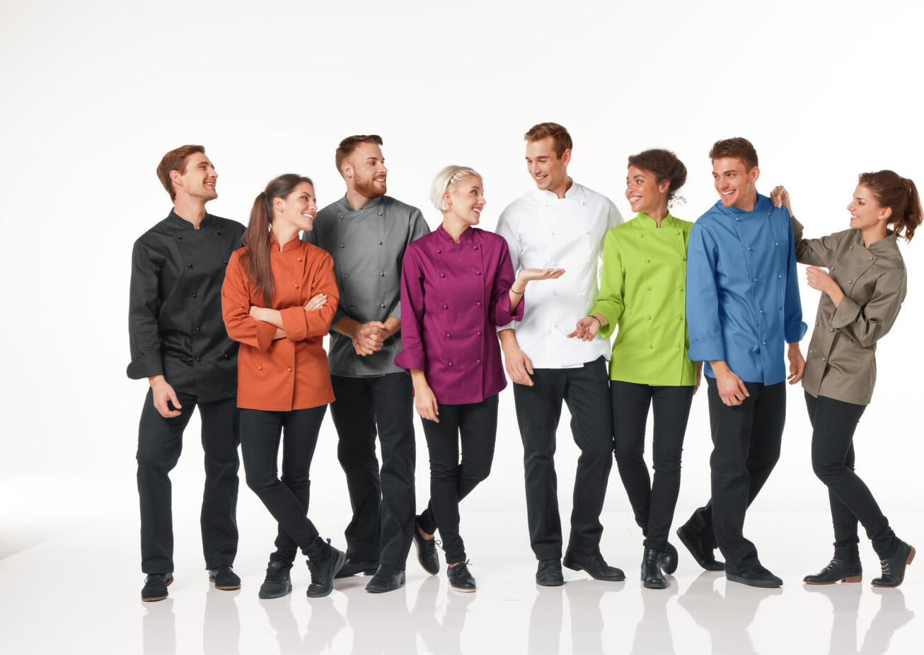 PULSIVA Pauline Women's Chef Jacket, Black, Size 42, Long Sleeve, 65% Polyester 35% Cotton, 200 g/m², Double-Breasted 5-Button Closure, OEKO-TEX Standard 100