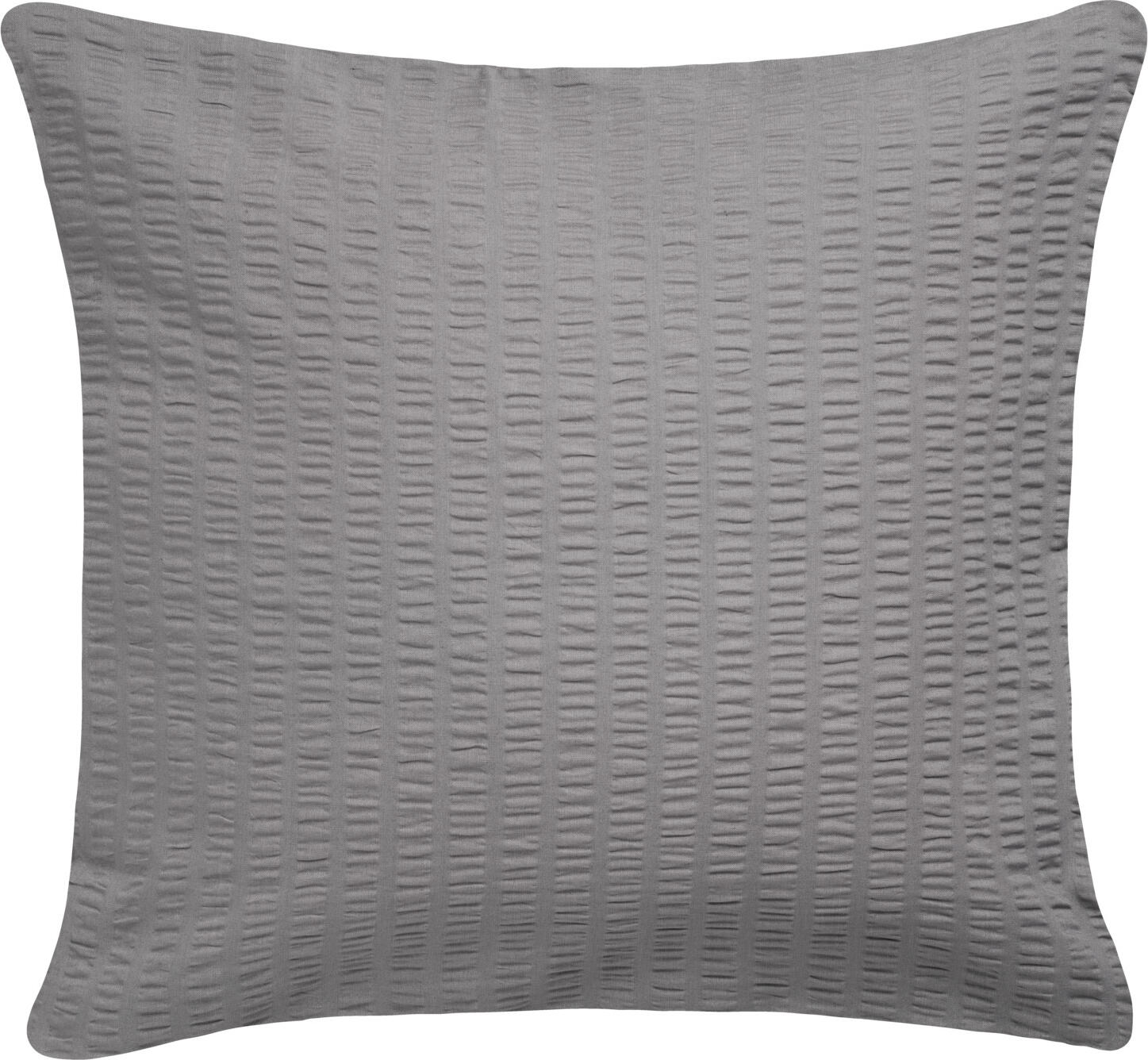 ERWIN M. LUSINI Solutions GmbH Pillow cover Mallorca zip fastener Kissenbezug Mallorca Reißverschluss Pillow cover Mallorca zip fastener; 80x80 cm (LxW); grey Kissenbezug Mallorca Reißverschluss; 80x80 cm (LxB); grau Mallorca pillowcase with zip – cotton seersucker pillowcase The Mallorca pillowcase, made from 100% cotton, combines high comfort with easy-care qualities for professional use. The characteristic seersucker weave creates an airy, breathable surface and helps maintain a comfortable sleeping environment. Its non-iron properties reduce the maintenance required in everyday use. The high-quality zip ensures ease of use and keeps the pillow securely in place. * 100% cotton * Weight approx. 125 g/m² * Thread count: 160 threads per inch * Seersucker fabric with temperature-regulating properties * Non-iron and easy-care * With zip Note: The product reaches its final size after three washes, as the fibres shrink slightly during the first wash (shrinkage). Kissenbezug Mallorca mit Reißverschluss– Seersucker Kissenbezug aus Baumwolle Der Kissenbezug Mallorca aus 100?% Baumwolle verbindet hohen Komfort mit einer pflegeleichten Qualität für den professionellen Einsatz. Die charakteristische Seersucker?Webart sorgt für eine luftige, atmungsaktive Oberfläche und unterstützt ein angenehmes Schlafklima. Durch die bügelfreien Eigenschaften reduziert sich der Pflegeaufwand im täglichen Gebrauch. Der hochwertige Reißverschluss gewährleistet eine komfortable Handhabung und einen sicheren Sitz des Kissens. * 100?% Baumwolle * Gewicht ca. 125?g/m² * Fadendichte (Thread Count): 160 Fäden je Inch * Seersucker?Qualität mit temperaturausgleichender Wirkung * Bügelfrei und pflegeleicht * Mit Reißverschluss Info: Das Produkt erreicht seine endgültige Größe nach drei Waschgängen, da sich die Fasern beim ersten Waschen noch zusammenziehen (Einsprung).