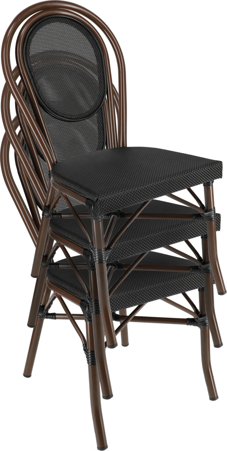 Set de 2 scaune exterioare stivuibile PULSIVA LUSINI Elm, fara cotiere, aluminiu vopsit electrostatic, textil rezistent la intemperii, 43x60x89 cm