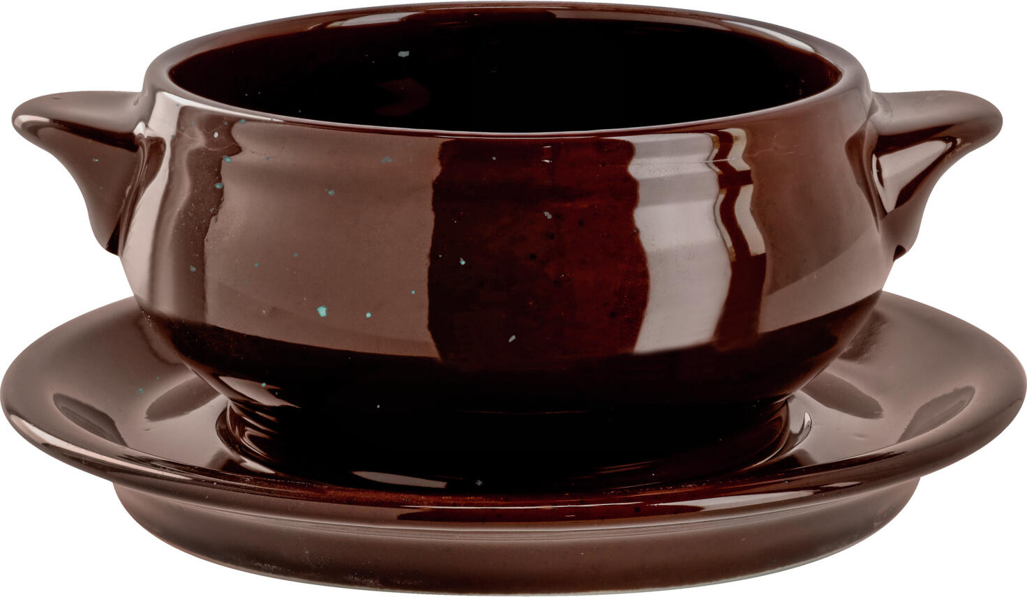 Farfurii pentru supa si combinat VEGA Alessia din porțelan colorat, design cu pete irregulare, diametru 18 cm, rezistente la masina de spalat vase si cuptor cu microunde, set de 6 piese