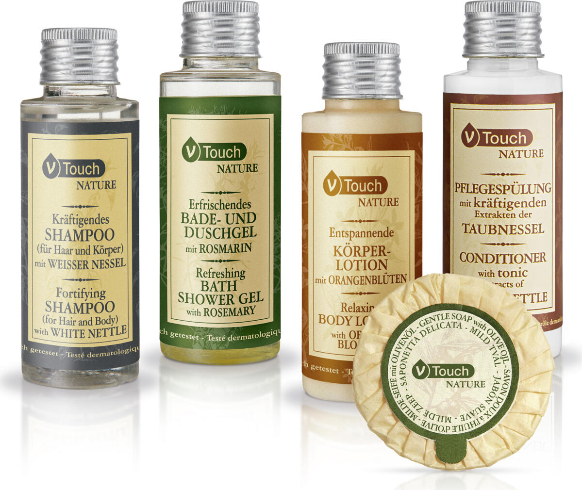 V-Touch Nature Set de 216 piese Sampon si Gel de Dus 2-in-1 cu Extract de Urzica Alba, pH Neutru, Testat Dermatologic, 40 ml