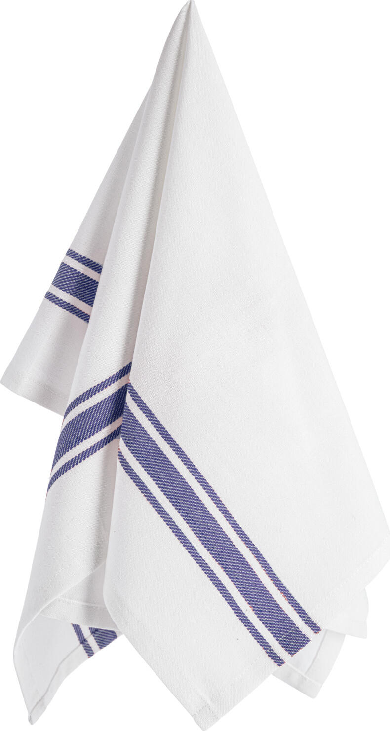 PULSIVA Rügen Tea Towels, White/Blue, Set of 10 pieces, 100% Cotton, 50 x 70 cm, OEKO-TEX Standard 100 Certified, High Absorbency Robust Kitchen Towels