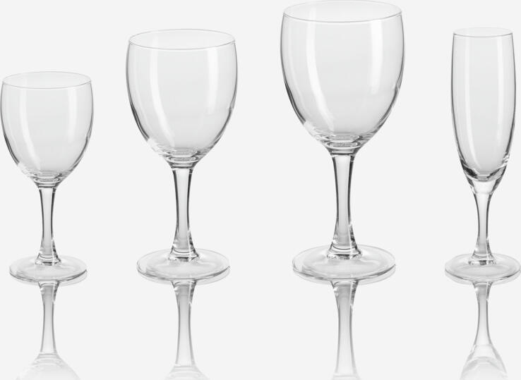 Set de 12 pahare de sampanie Arcoroc Elegance, 100ml din sticla temperata transparenta, pahare rezistente pentru vin spumant, 15.9cm inaltime