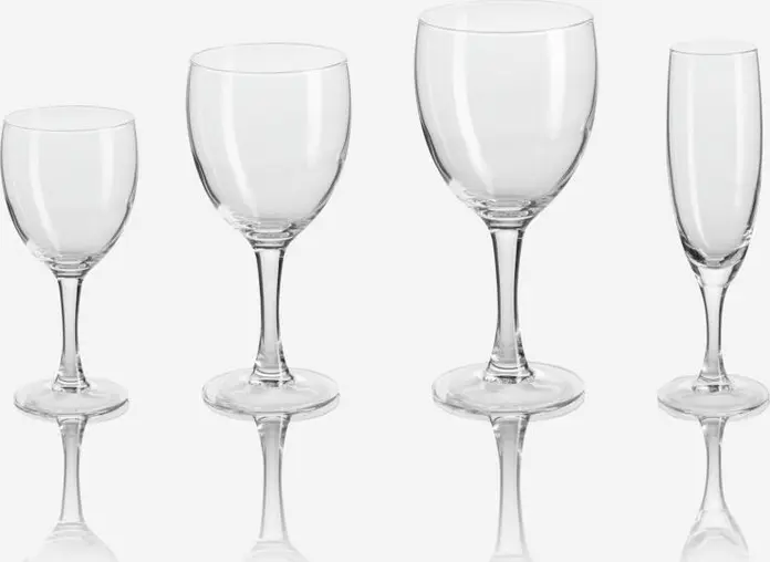 Set de 12 pahare de sampanie Arcoroc Elegance, 100ml din sticla temperata transparenta, pahare rezistente pentru vin spumant, 15.9cm inaltime