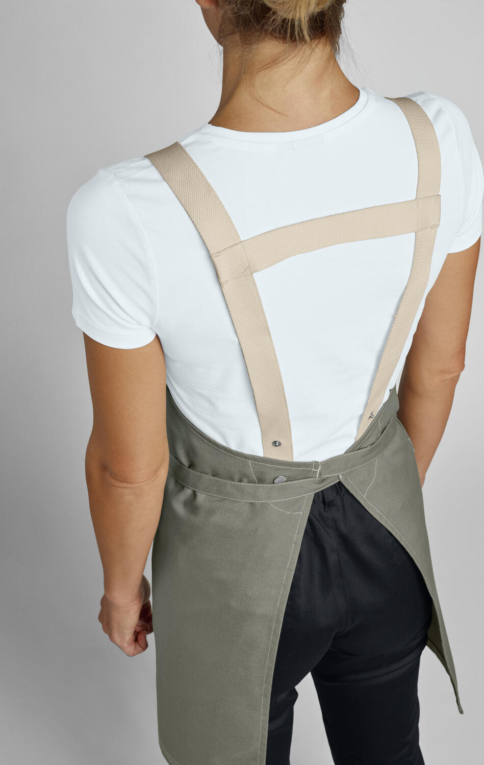 Jobeline Larry Bib Apron, 77x80 cm, Grey, Polyester-Cotton Canvas Blend, Adjustable Over-the-Shoulder Straps, OEKO-TEX Standard 100