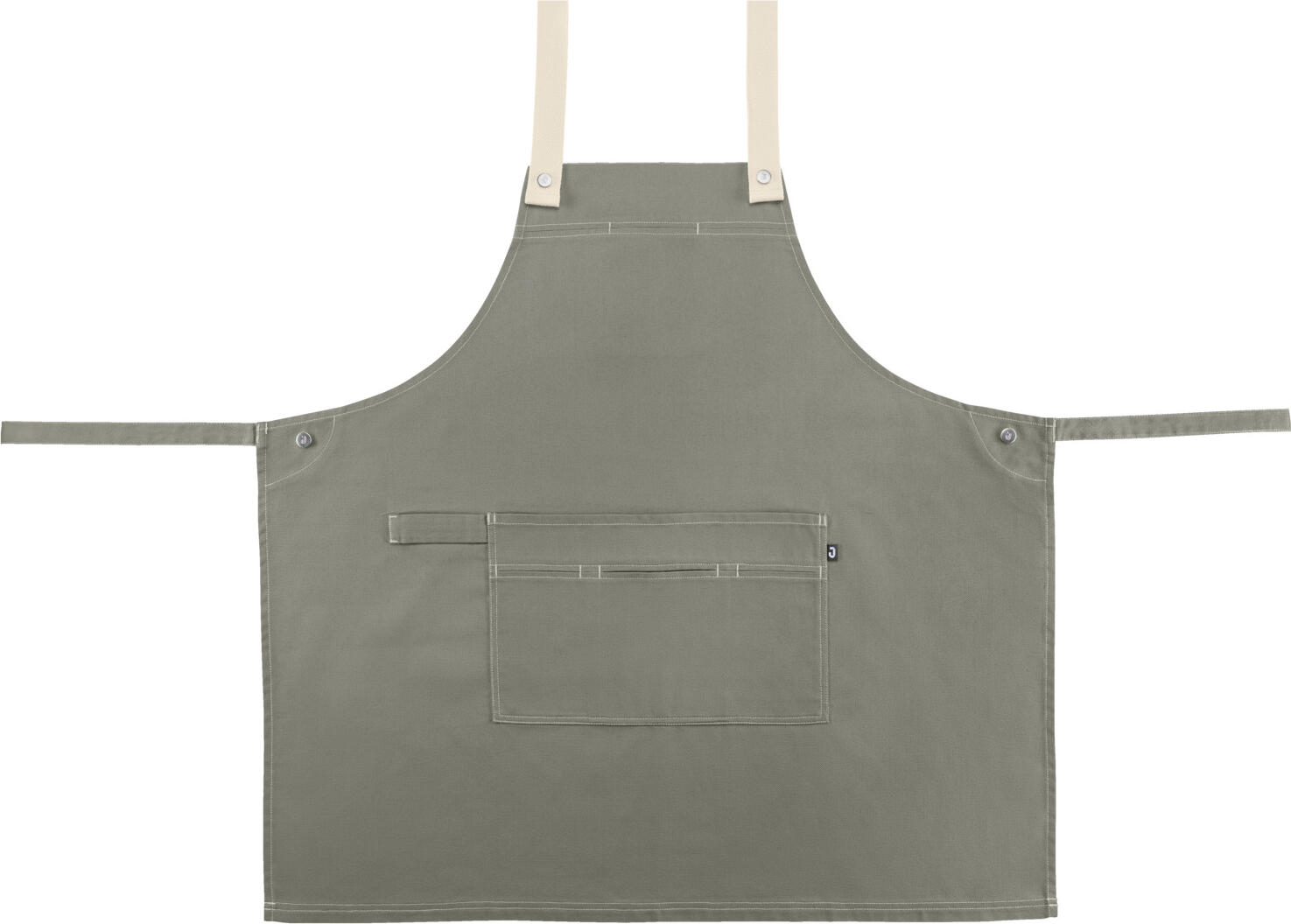 Jobeline Larry Bib Apron, 77x80 cm, Grey, Polyester-Cotton Canvas Blend, Adjustable Over-the-Shoulder Straps, OEKO-TEX Standard 100